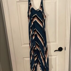 Torrid Asymmetrical Chevron Dress in Blue and Brown